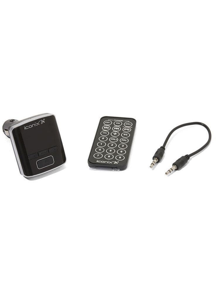آيكونكس مشغل MP3 لاسلكي للسيارة متعدد الوظائف iConix IC-CM2018 مع جهاز إرسال FM وجهاز تحكم عن بعد - أسود - Image 1